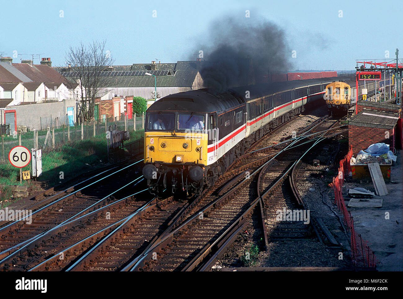 A class 47 diesel locomotive number 47840 'North Star' working an InterCity service at Gillingham in Kent on the 15th March 1993. Stock Photo