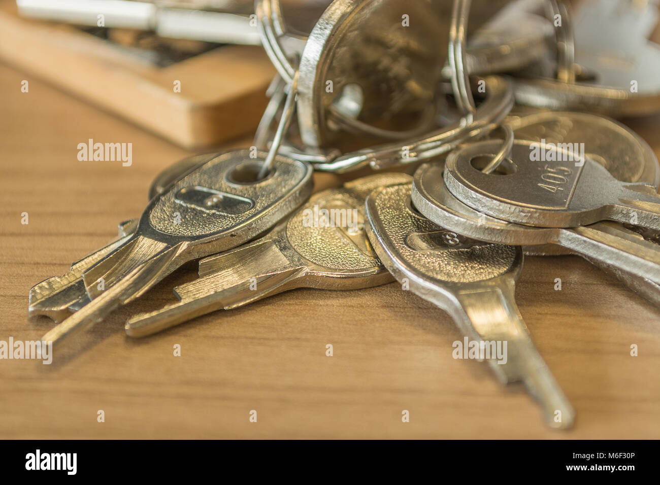 set of home keys on the table Stock Photo Alamy
