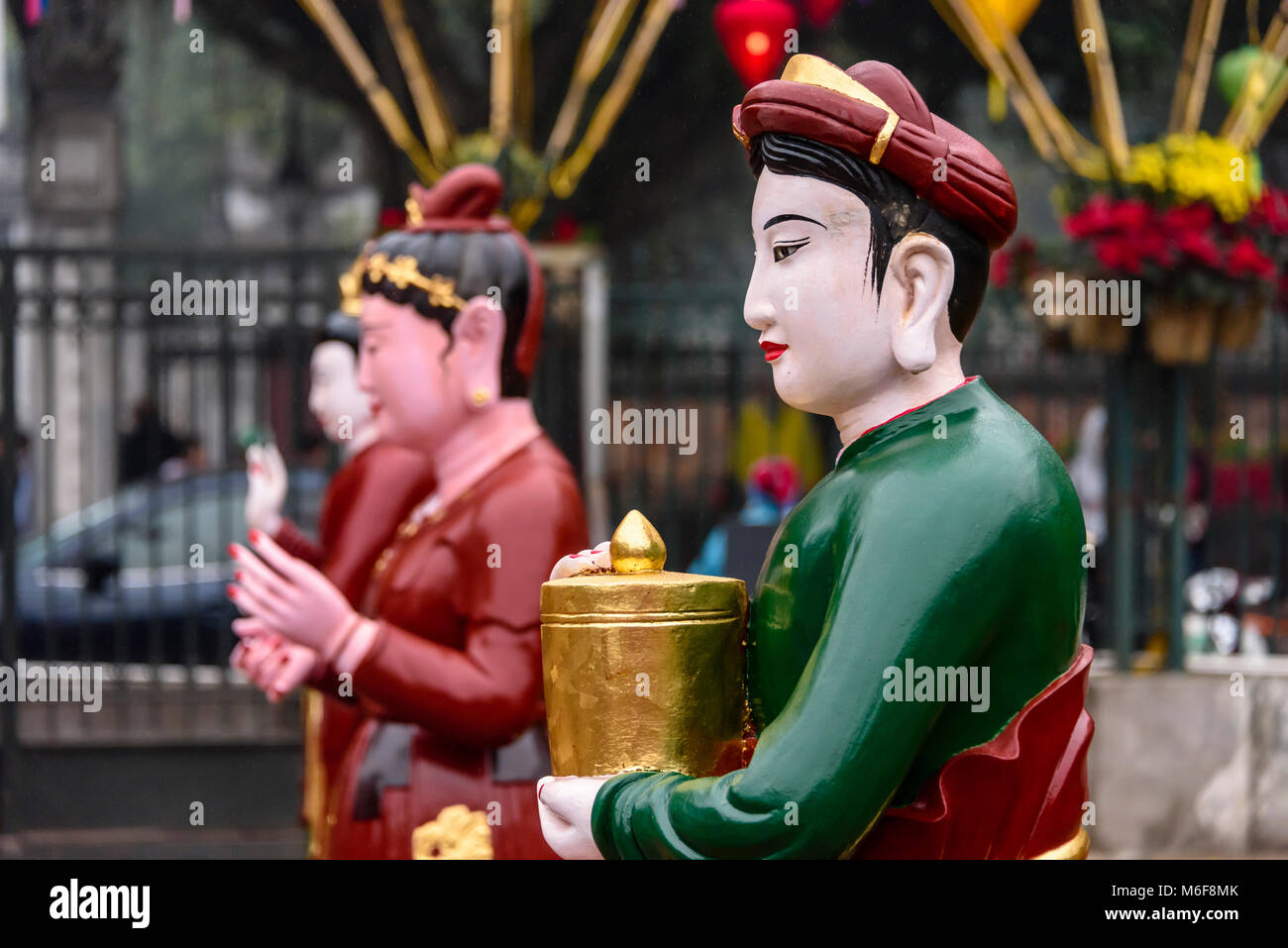 Statues in a garden in Hanoi, Vietnam to celebrate the Chinese New Year. Stock Photo
