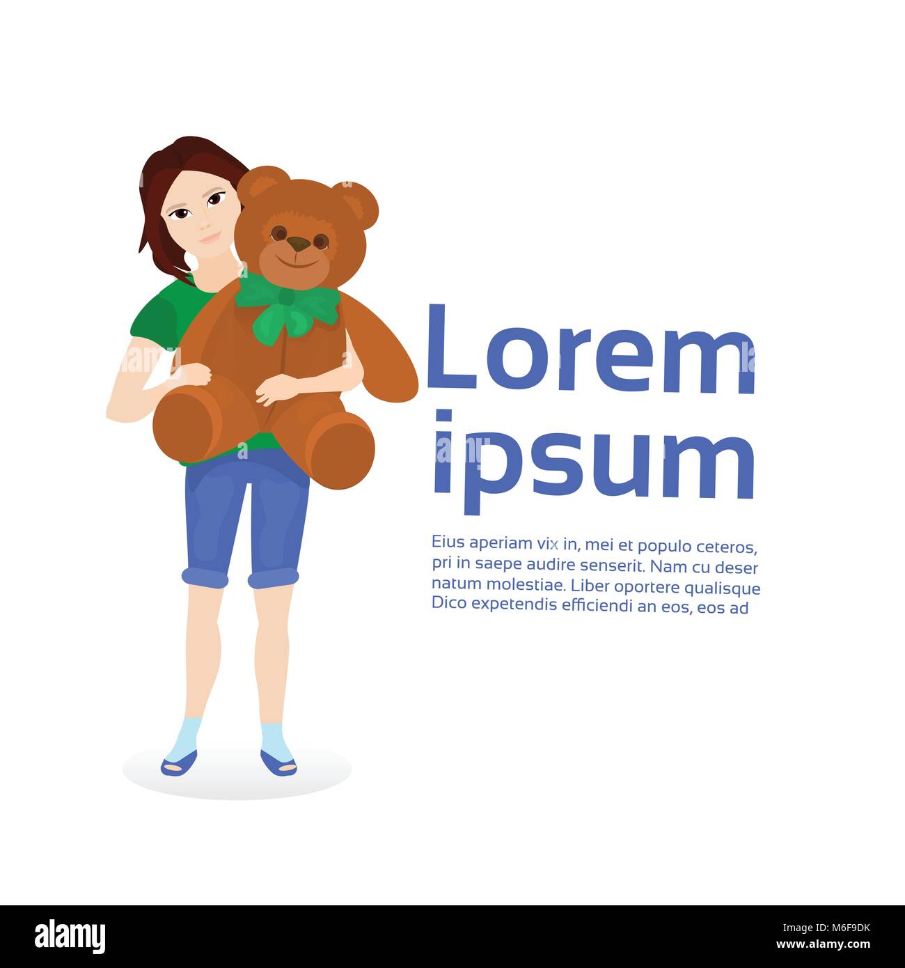 Girl holding big teddy bear Stock Vector Images - Alamy