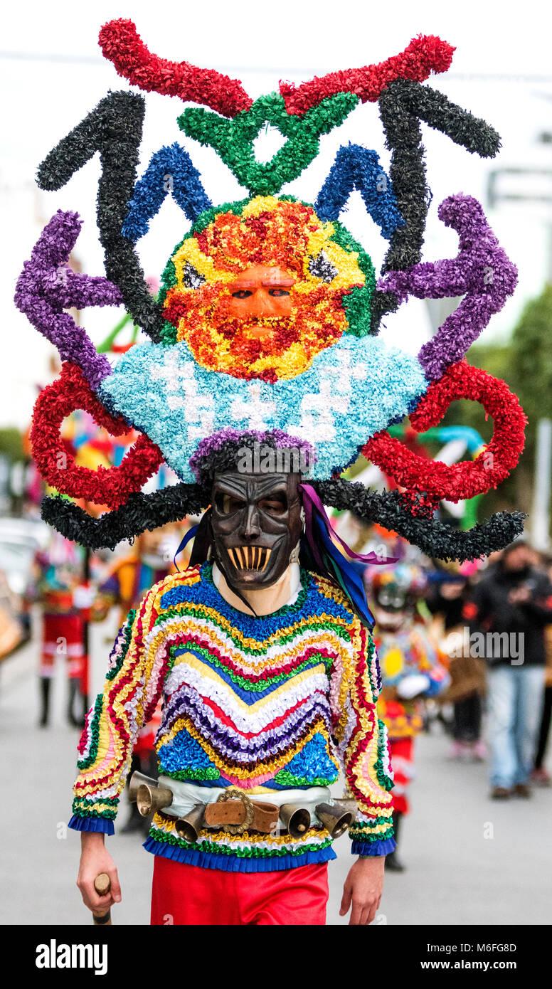 Siero, Spain. 3rd March, 2018. A Boteiro, a traditional Spanish mask