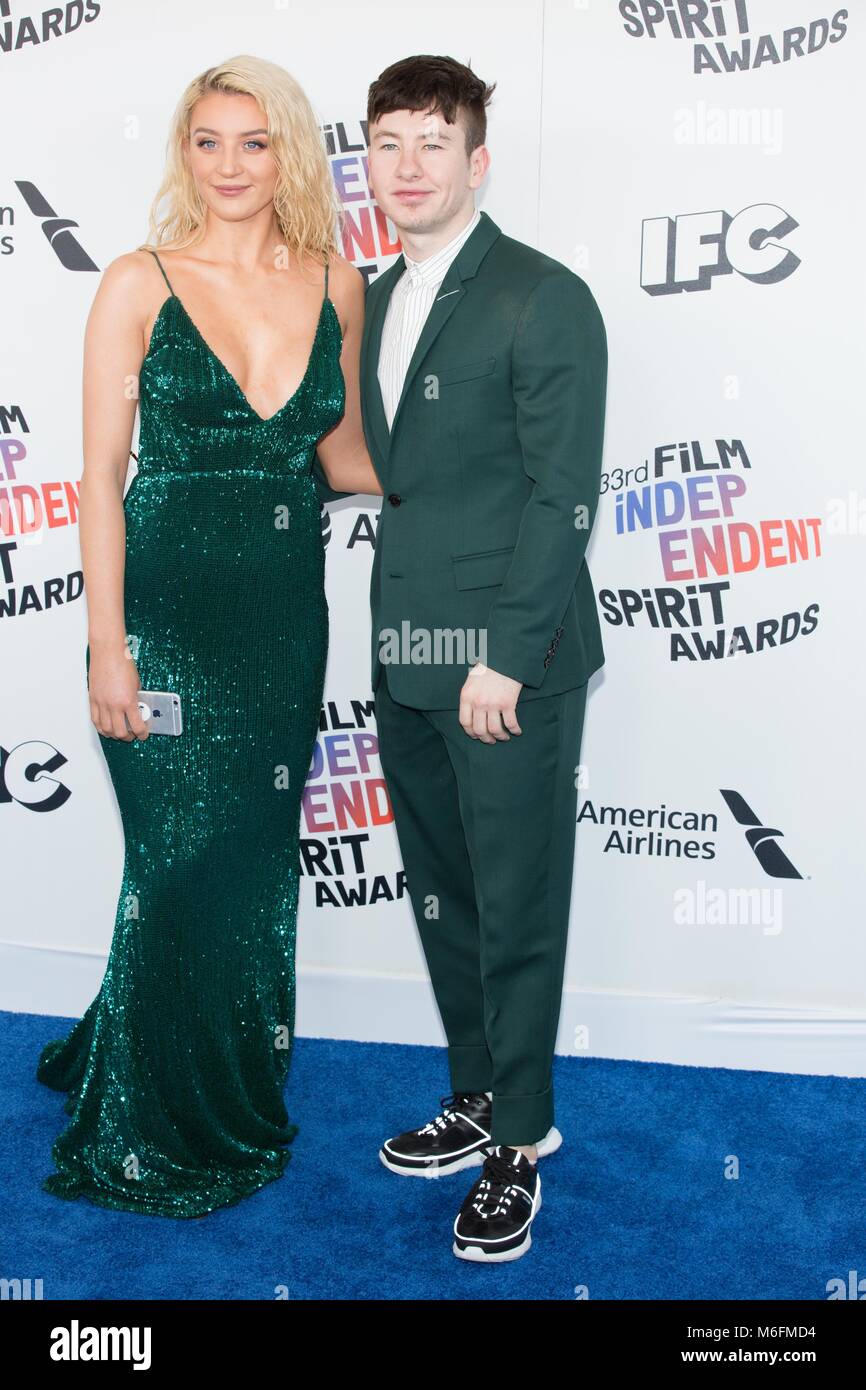 Shona Guerin and Barry Keoghan attend the Independent Spirit Awards on March 3, 2018 in Santa Monica, California. Stock Photo