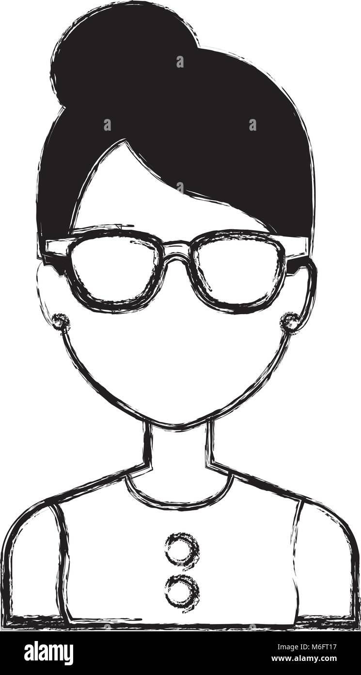 beautiful and young woman with glasses character Stock Vector Image ...