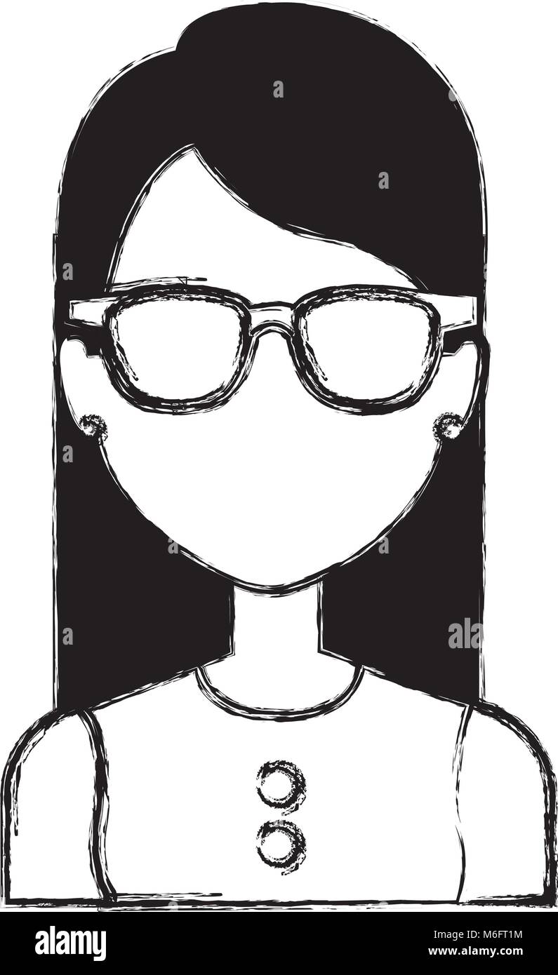 beautiful and young woman with glasses character Stock Vector Image ...