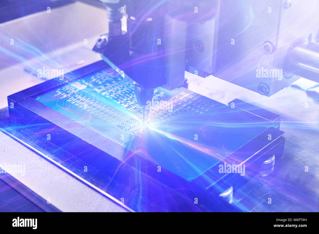 The concept of future technologies. Computer board with visual effects ...
