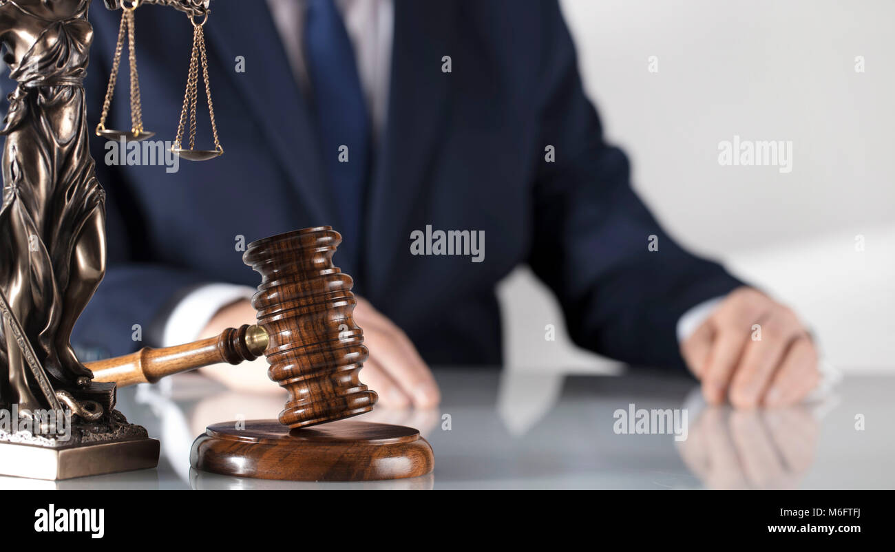 Lawyer on bright background. Attorney at law concept. White collar