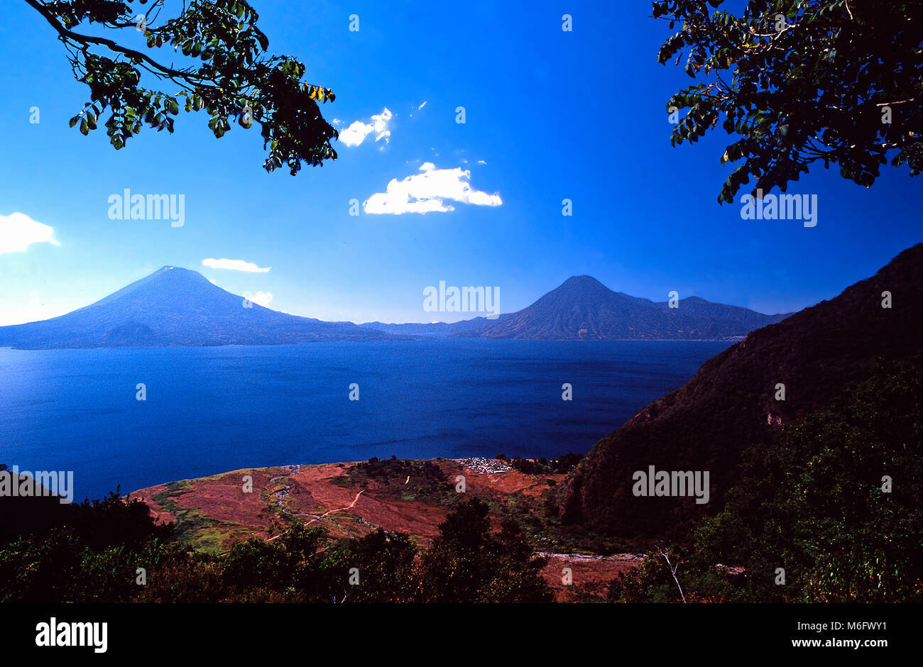 Vulcan Atitlan and San Pedro ,Lake Atitlan,Guatemala Stock Photo