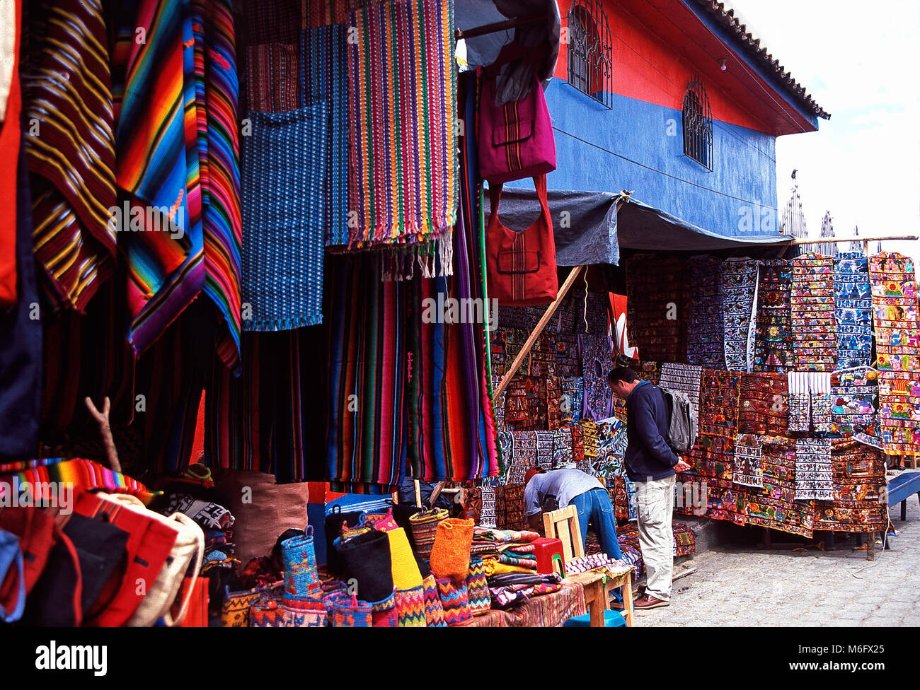 Native cloth handicrafts,Chichicastenango,Guatemala Stock Photo