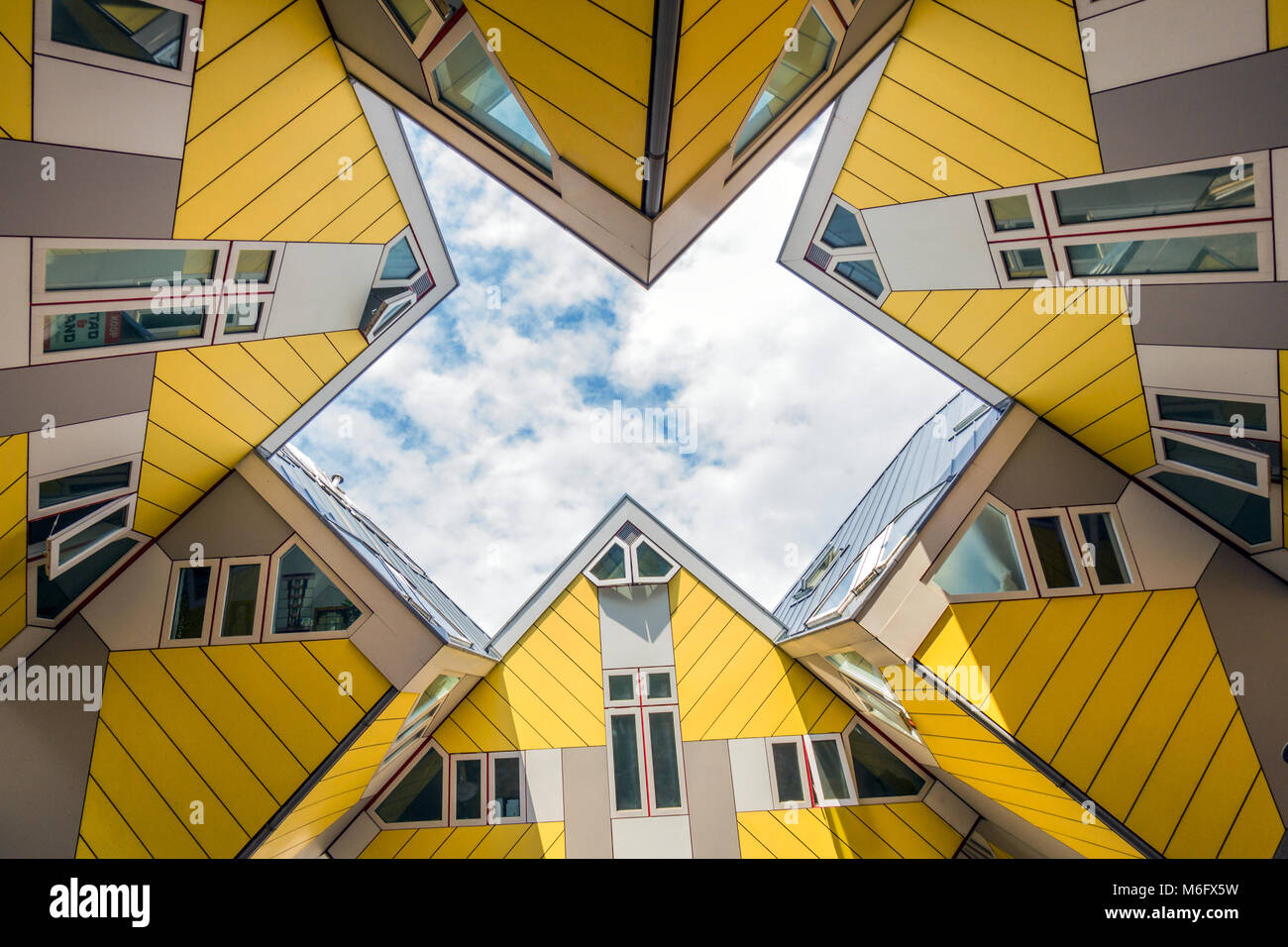 ROTTERDAM, NETHERLANDS - SEP 8, 2013: Cube houses designed by Piet Blom. The design represents a village where each house represents a tree. Stock Photo