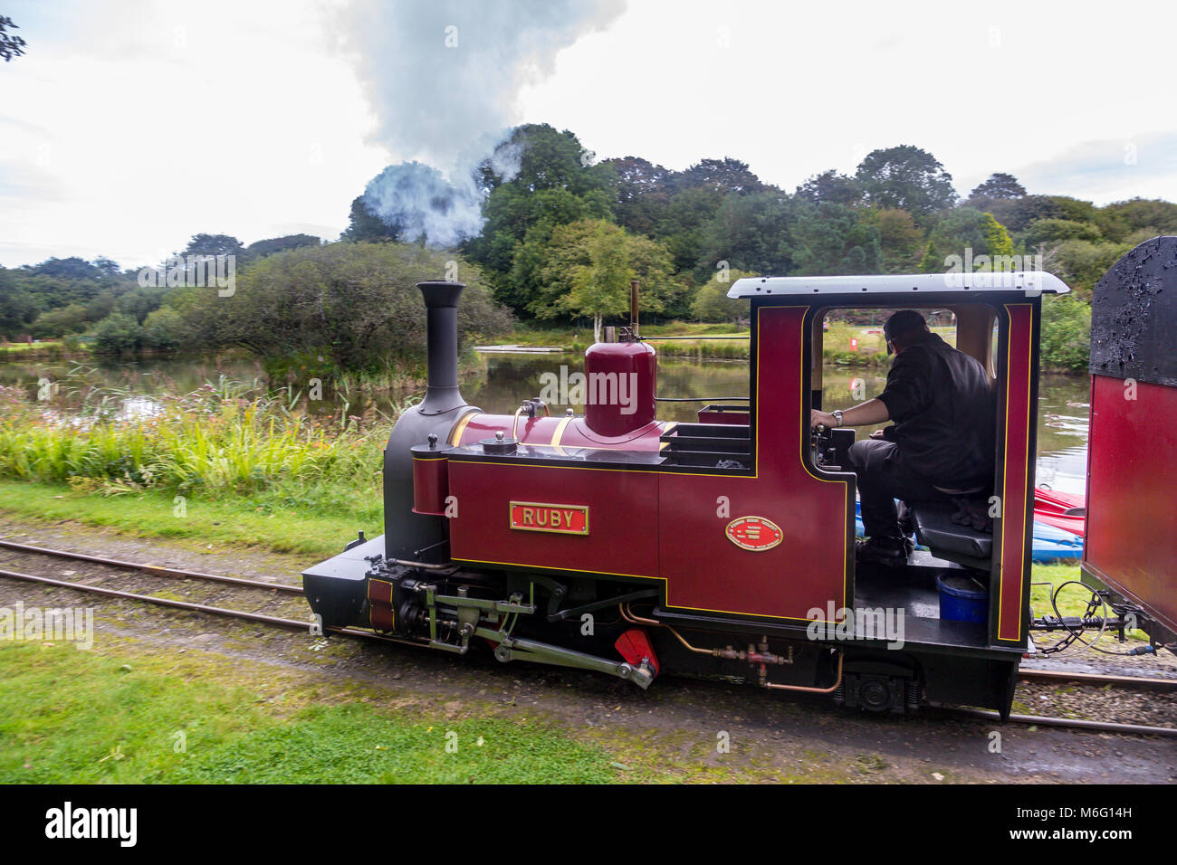 Lappa Valley is a steam railway family attraction in Cornwall, featuring a narrow gauge railway, boating lake, tin mine and nature trails. Stock Photo