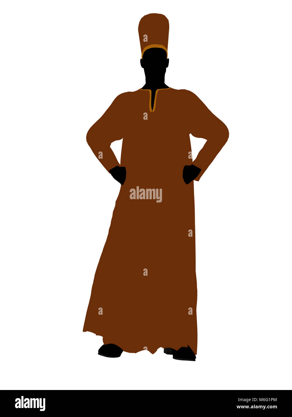 Male wearing a robe silhouette illustration on a white background Stock
