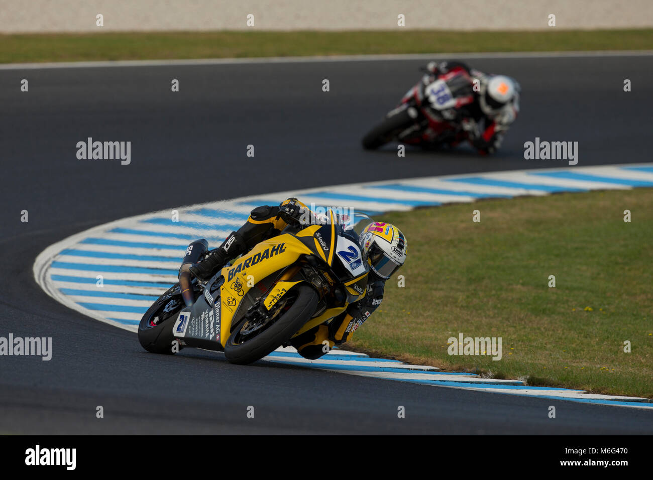 Saturday, 23 February, 2018. FIM Supersport World Championship. Phillip Island, Australia. Randy Krummenacher, Bardahl Evan Brothers World SuperSport  Stock Photo