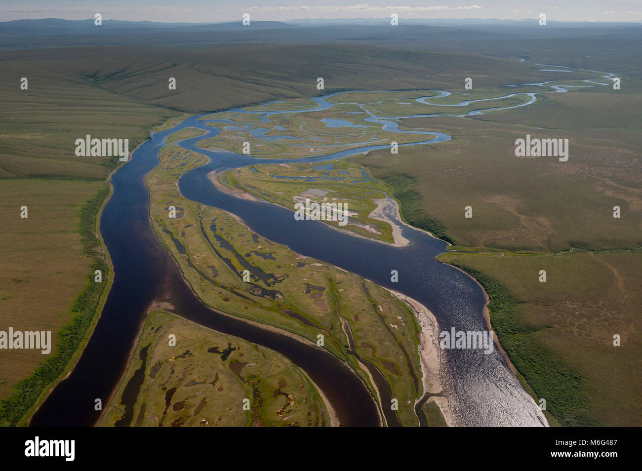 Meandering river, Bering Land Bridge National Preserve Stock Photo Alamy
