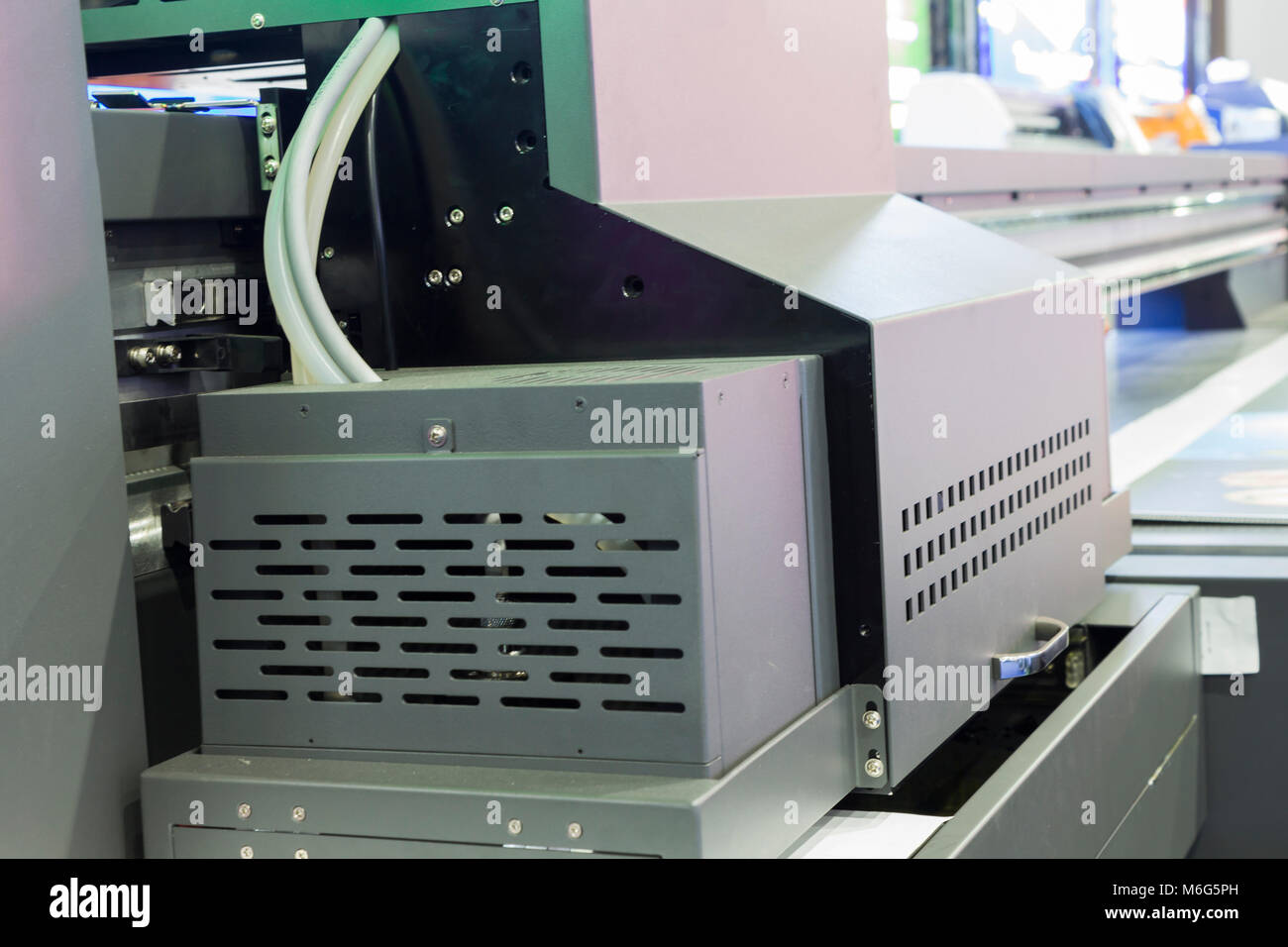 industrial inkjet printing machine ; close up Stock Photo