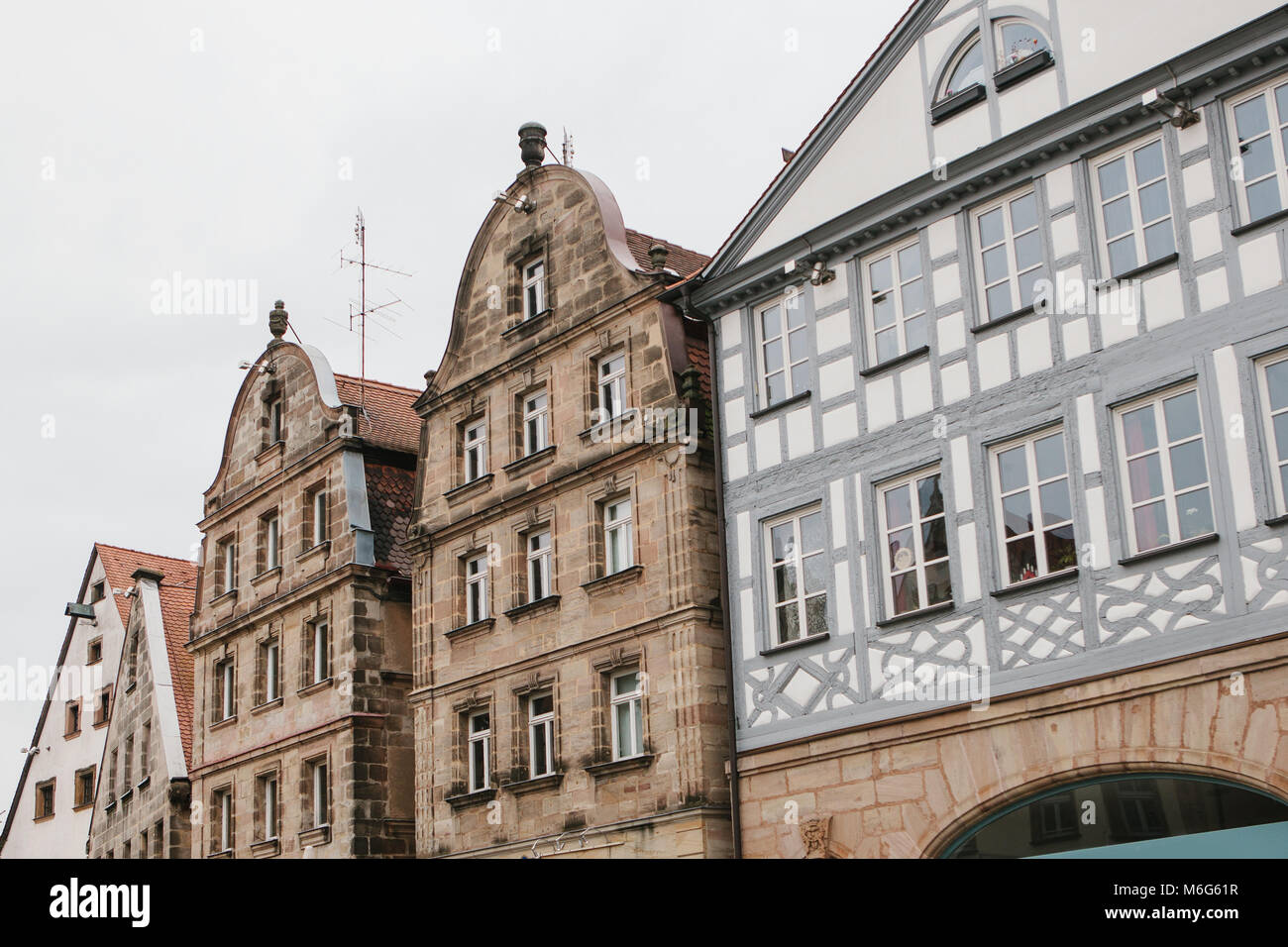 Traditional houses in German style in the city of Furth in Bavaria