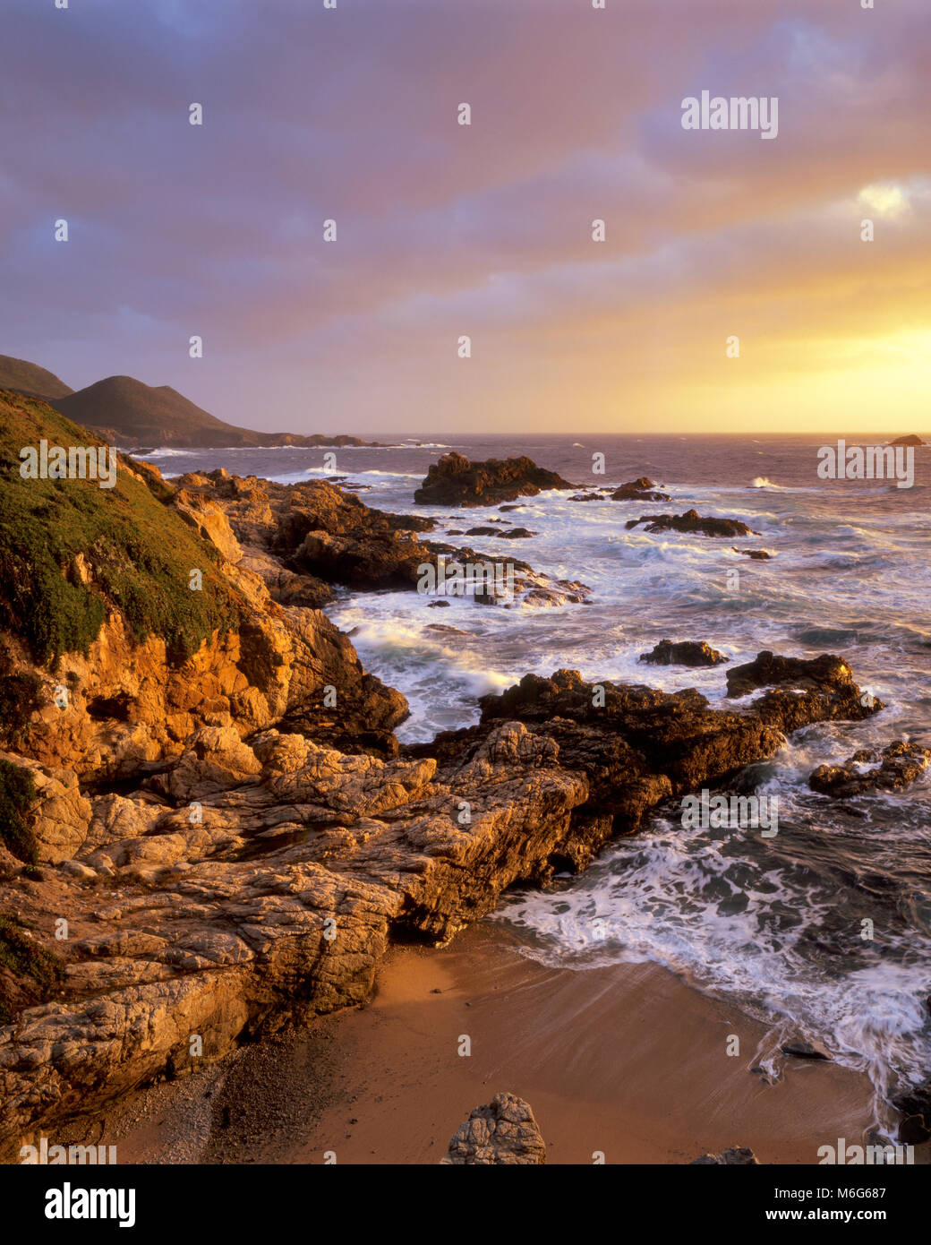 Sunset, Surf, Garrapata State Park, Big Sur, Monterey County, California Stock Photo Alamy