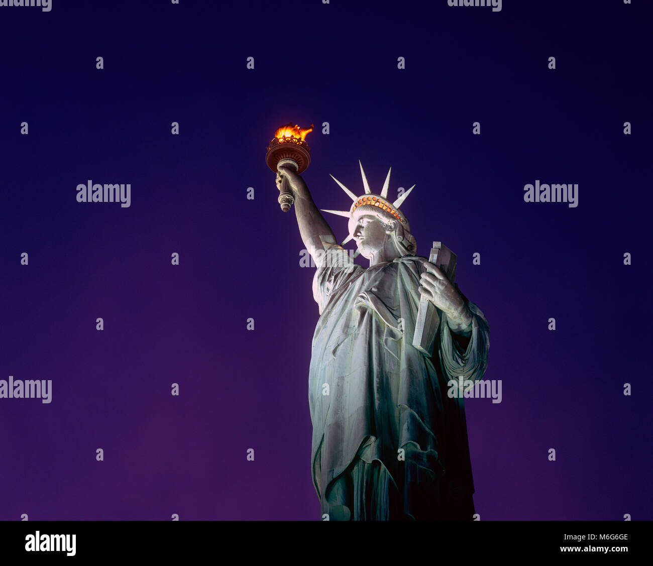 Statue of Liberty at night, New York Stock Photo