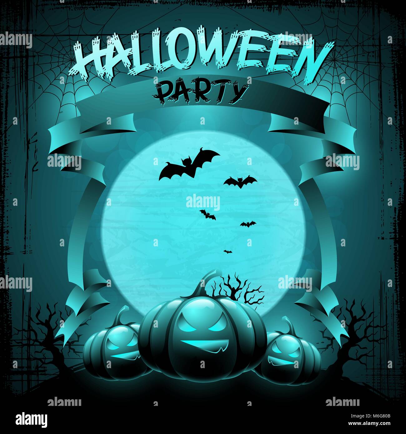 EPS 10 Halloween background with moon, bats and pumpkins Stock Vector ...