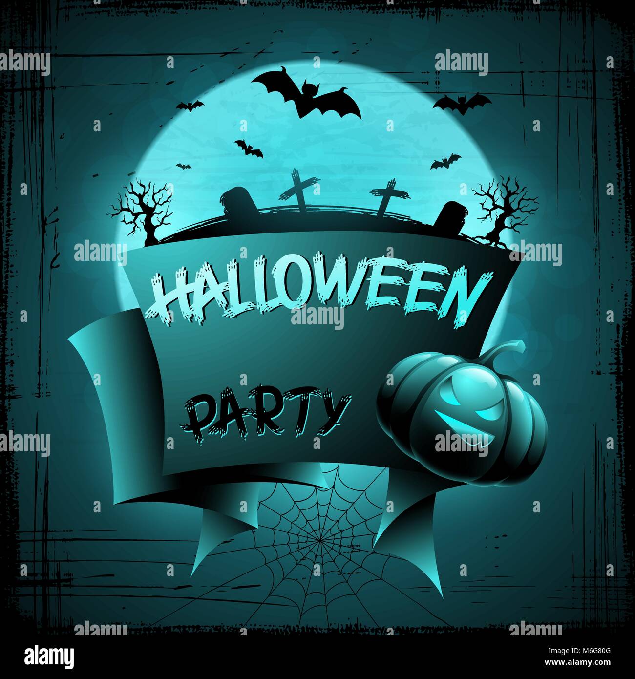EPS 10 Halloween background with moon, bats and pumpkins Stock Vector ...