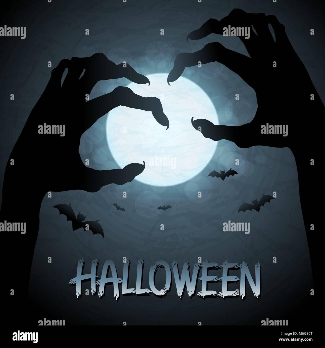 EPS 10 Halloween background with zombies and the moon Stock Vector