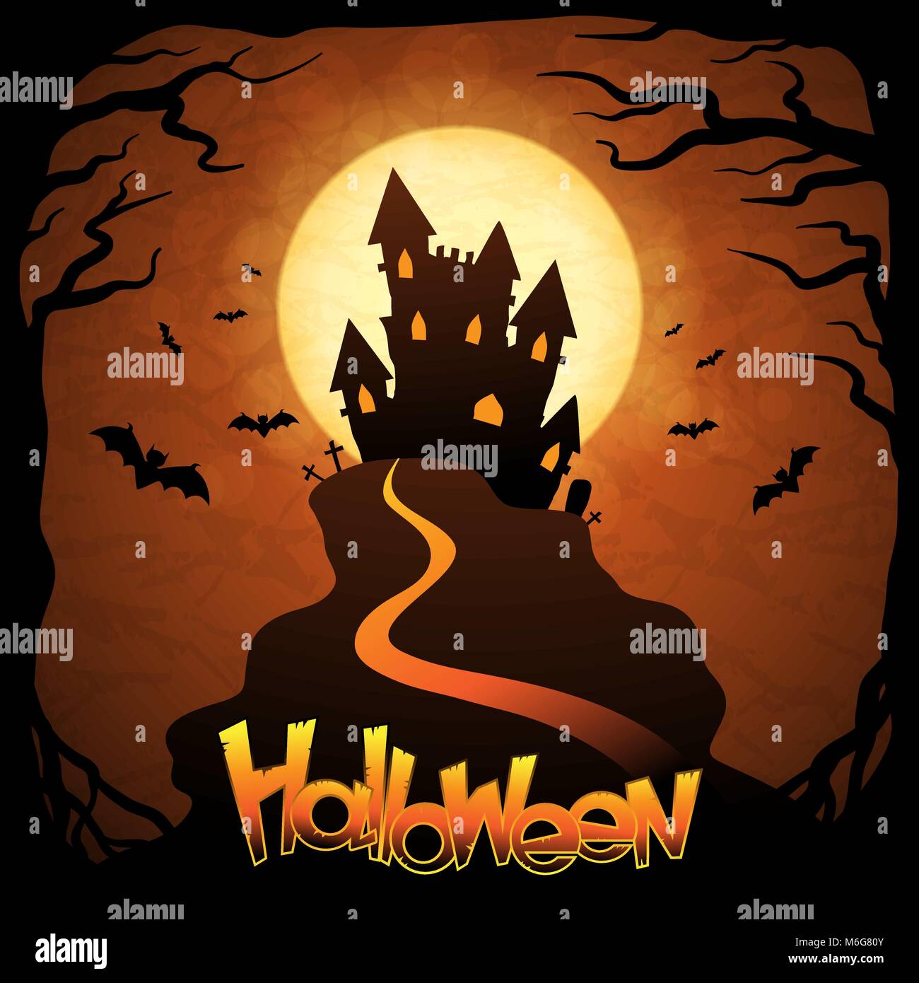 EPS 10 Halloween background with moon and bats Stock Vector Image & Art ...