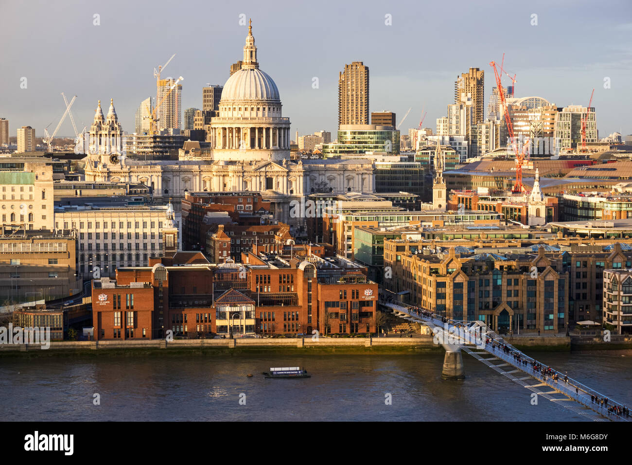 Panoramic view of St Paul's Cathedral and surrounding buildings, London England United Kingdom UK Stock Photo