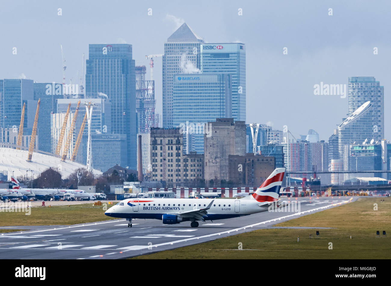 British Airways airliner at London City Airport, London England United Kingdom UK Stock Photo