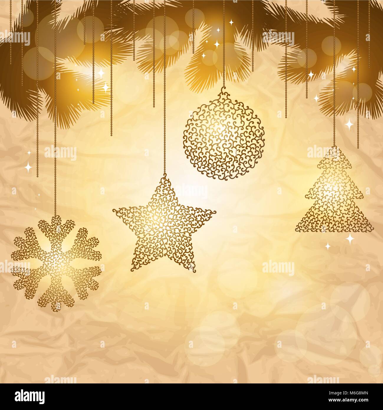 Elegant Christmas background with gold evening balls Stock Vector Image