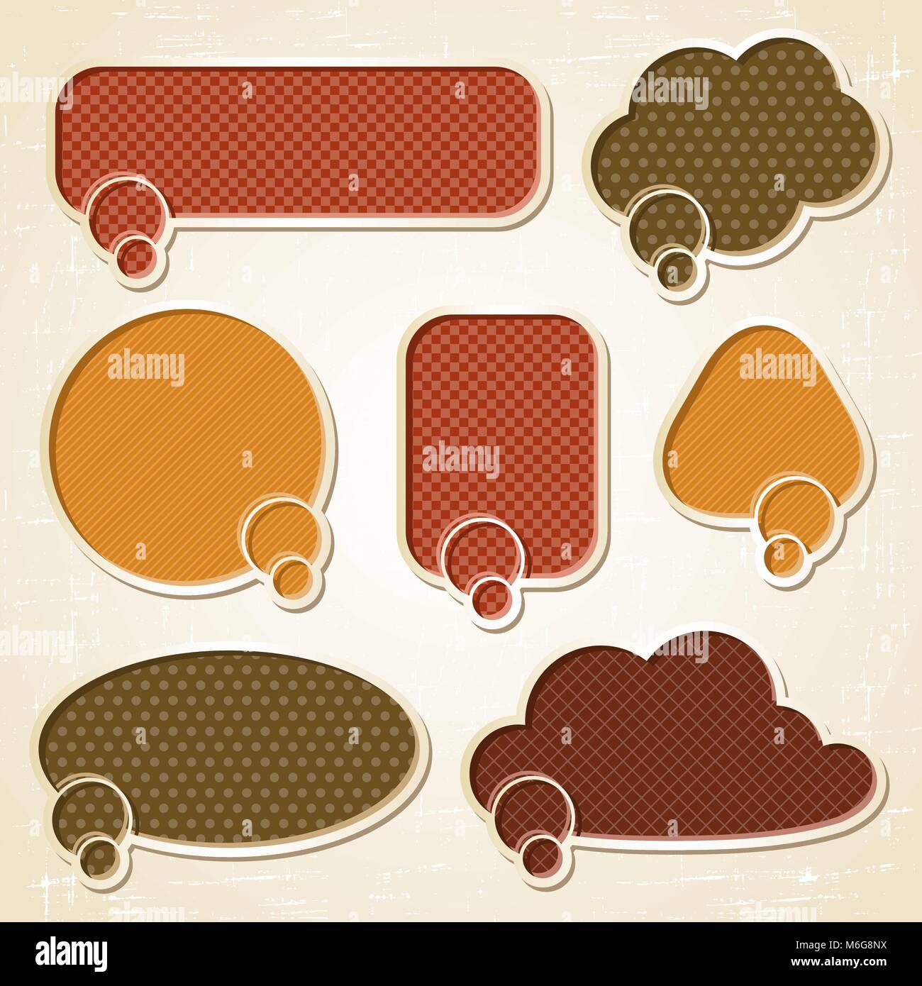 Textured speech bubbles and stickers set in retro style Stock Vector ...