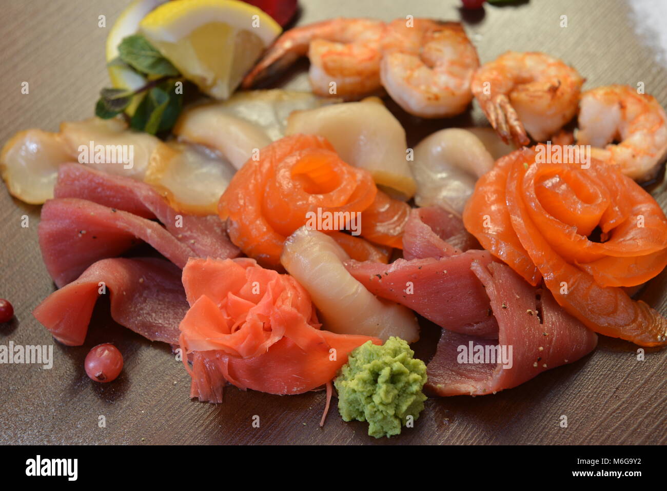 Mixed seafood salad in dish,The Thai food made form shrimp,fish ...