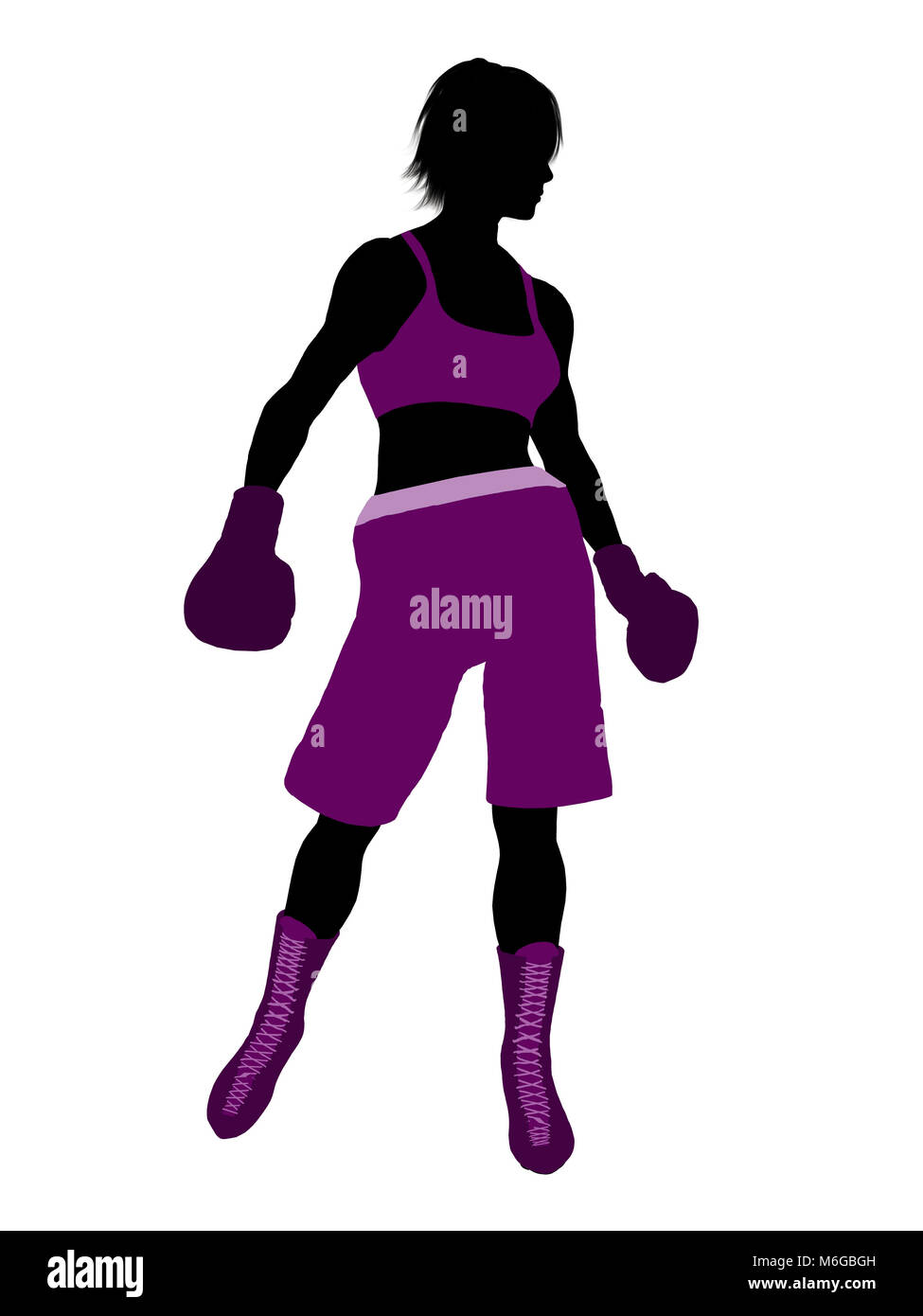 Female boxing art illustration silhouette on a white background Stock
