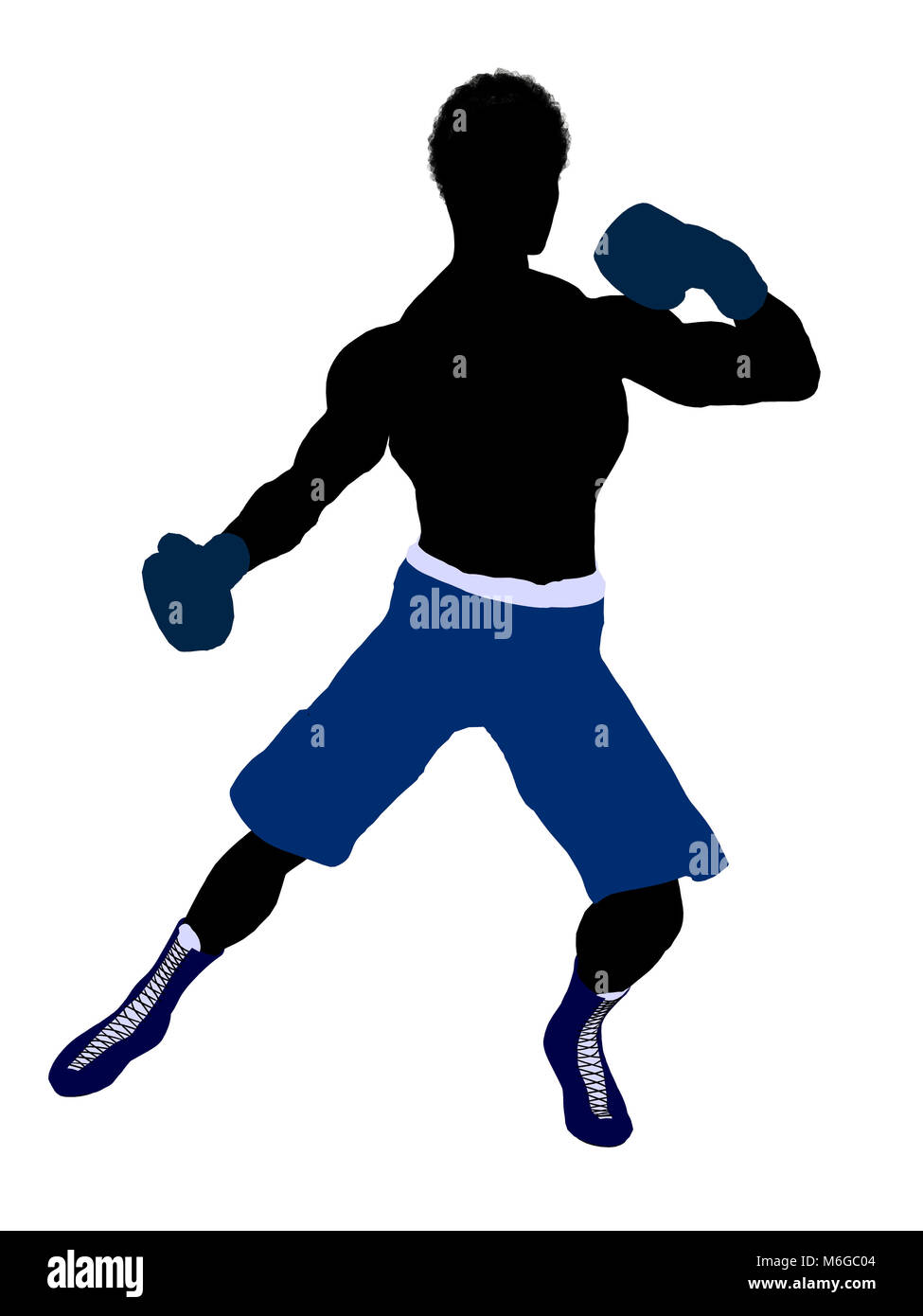 African american male boxer art illustration silhouette on a white background Stock Photo
