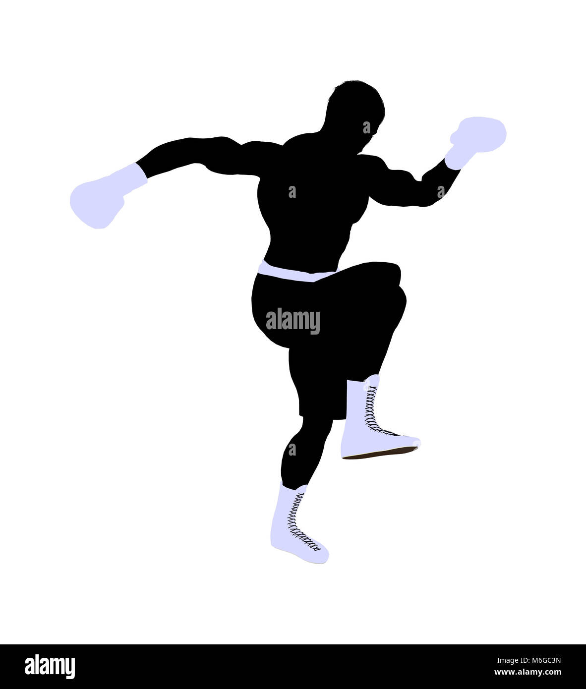 Male boxing art illustration silhouette on a white background Stock Photo