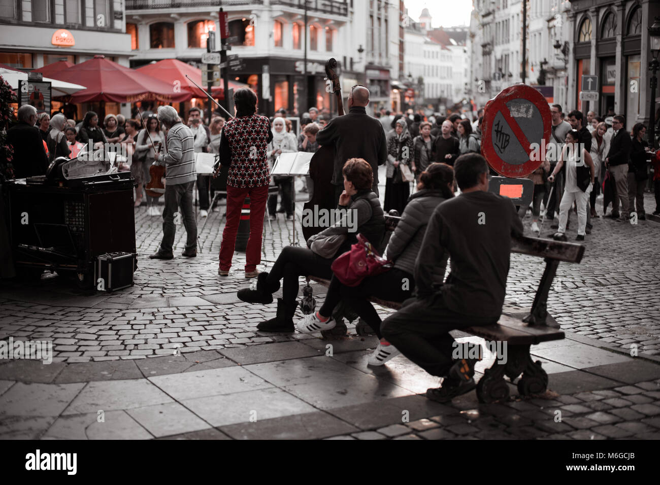 The music band playing Stock Photo Alamy