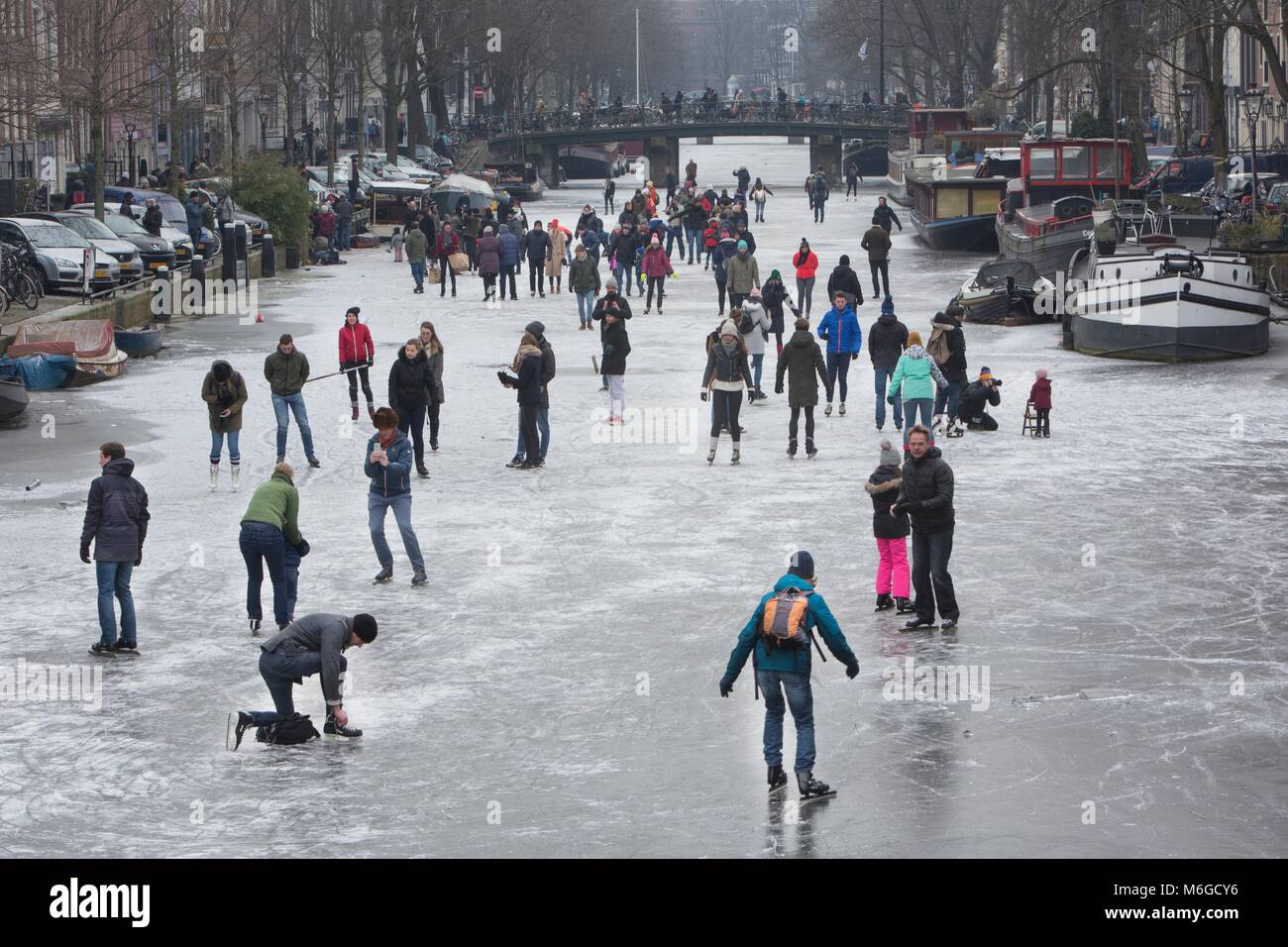 Ice skating on the Amsterdam canals. The last time the canals were
