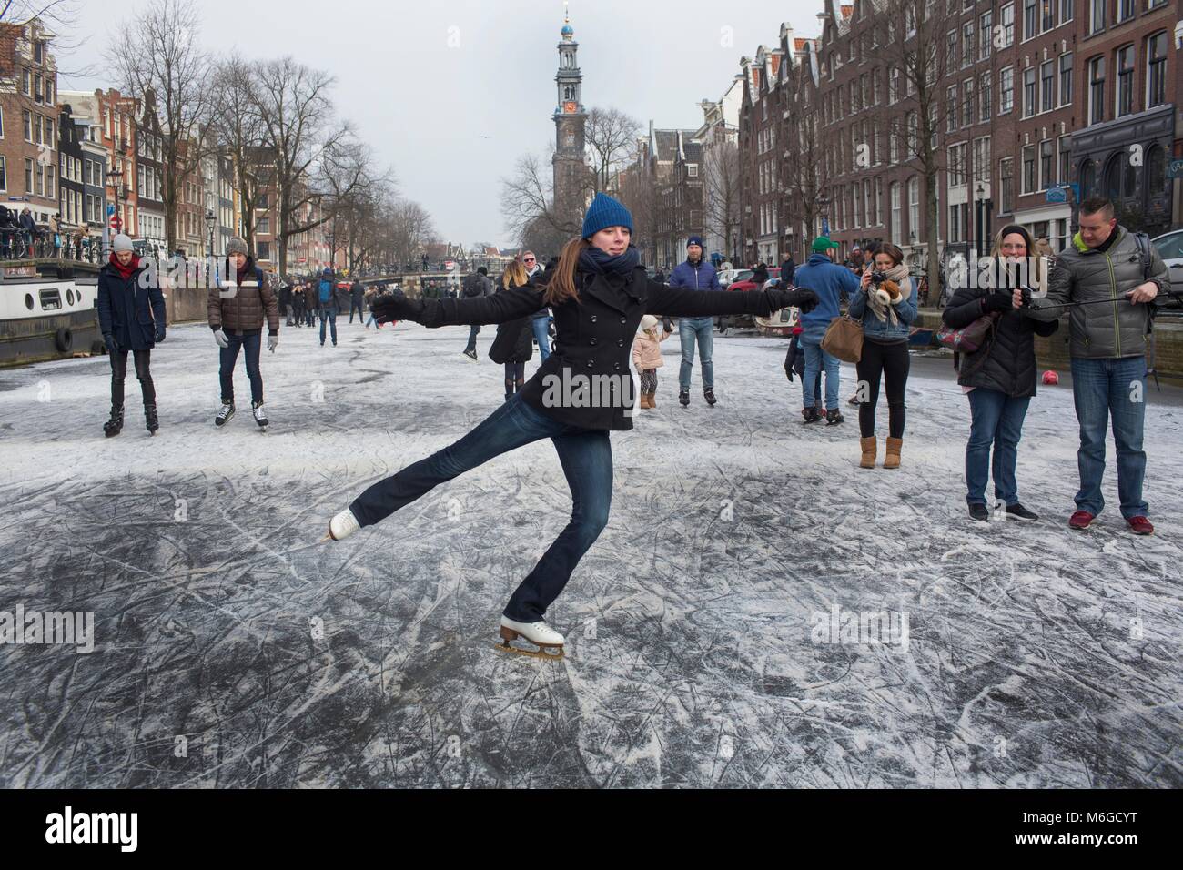 Ice skating on the Amsterdam canals. The last time the canals were