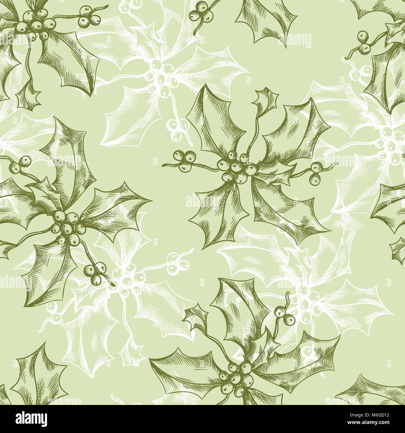 Vintage Christmas and Holidays seamless hand drawn pattern Stock Vector ...
