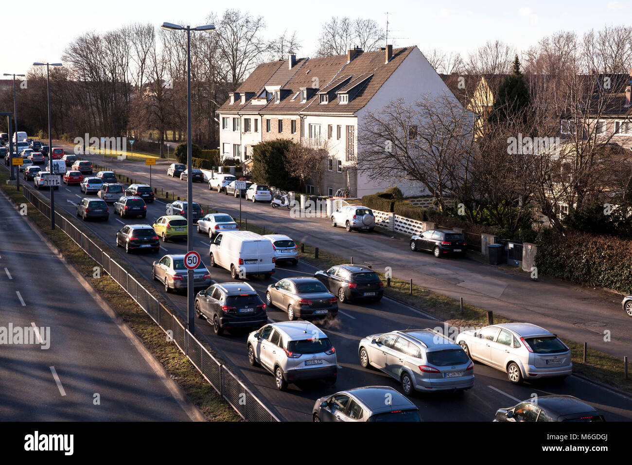 Germany, Cologne, traffic jam on the street Innere Kanalstrasse, one of