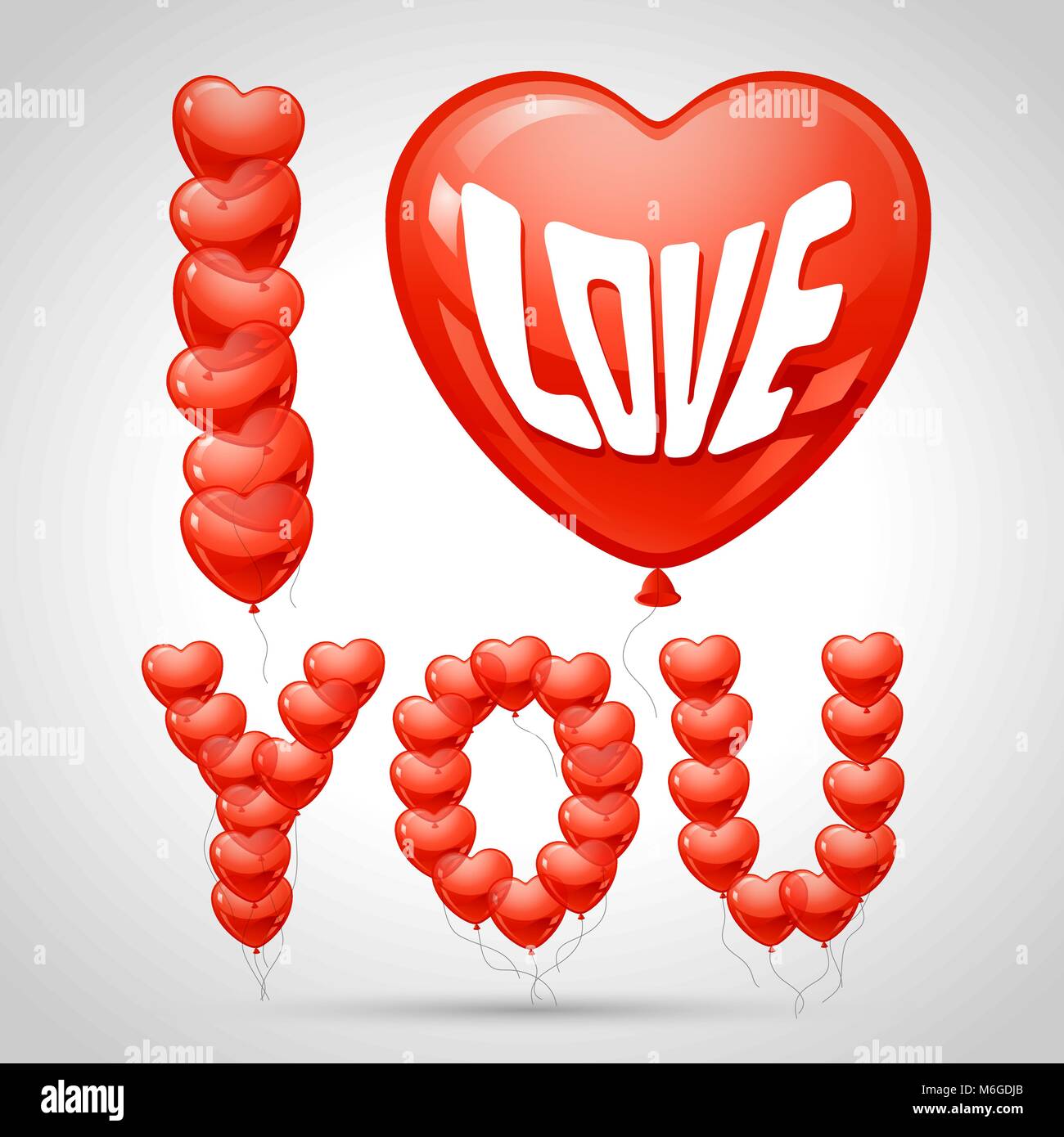 Background with flying balloons in the shape of a heart Stock Vector ...