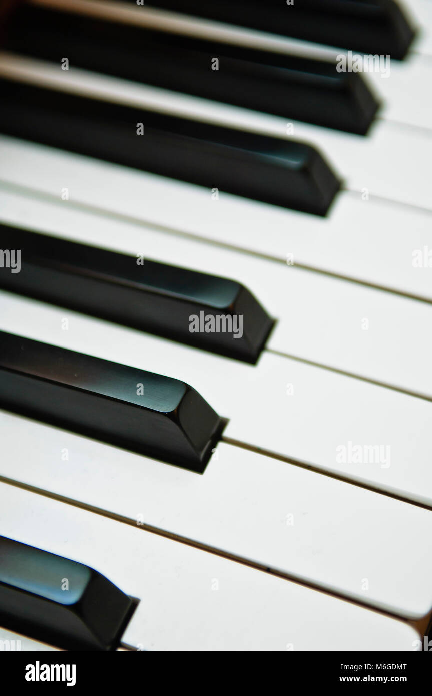 detail of classical piano keys Stock Photo