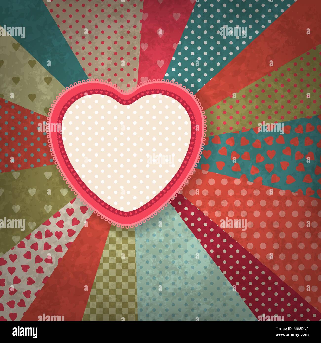 Retro background of vintage design with hearts Stock Vector Image & Art ...