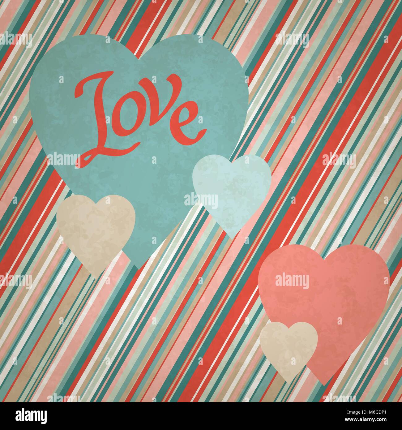 Retro background of vintage design with hearts Stock Vector Image & Art ...