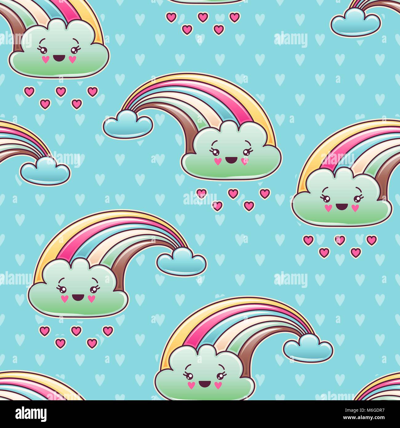 Seamless kawaii child pattern with cute doodles Stock Vector Image ...