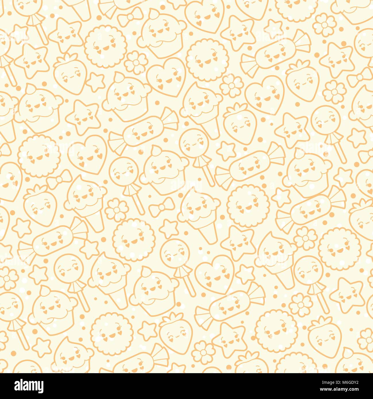 Seamless kawaii pattern with cute cakes Stock Vector Image & Art - Alamy