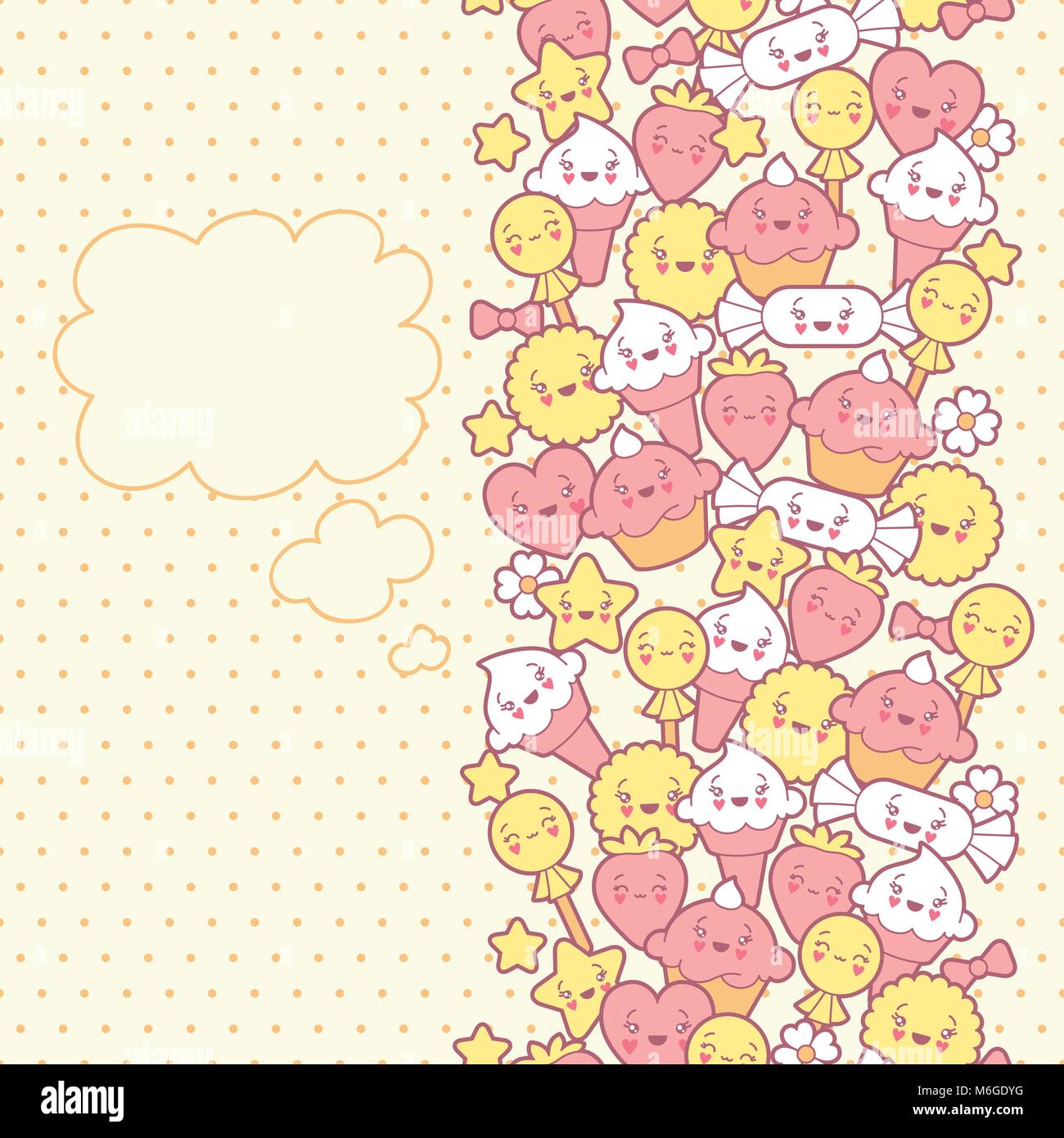 Seamless kawaii pattern with cute cakes Stock Vector Image & Art - Alamy