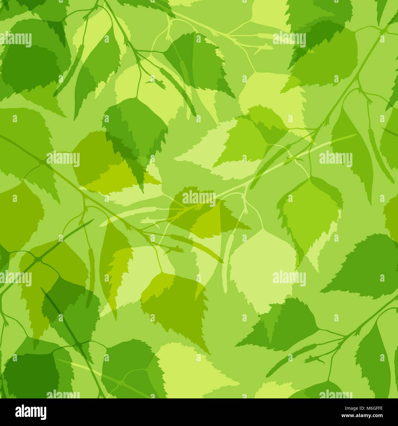 Seamless pattern with green birch leaves Stock Vector Image & Art - Alamy