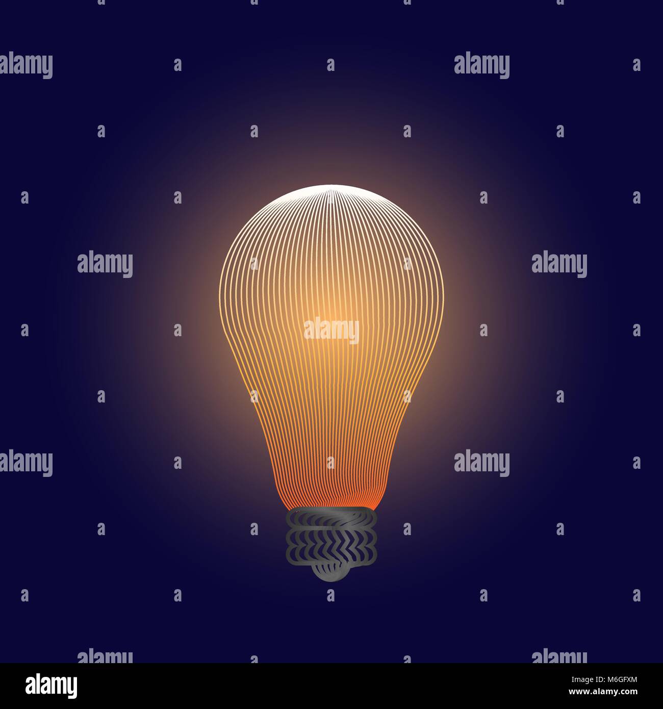 A burning light bulb of lines and dots, a network connection point on a ...