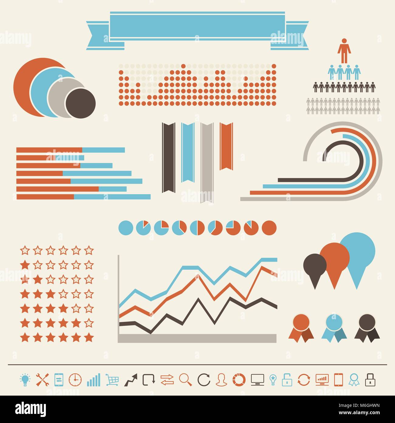 Vintage styled infographics elements Stock Vector