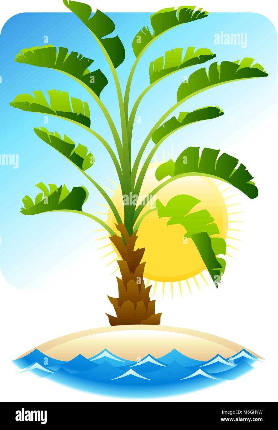 Tropical palm with sea on sunny background Stock Vector Image & Art - Alamy