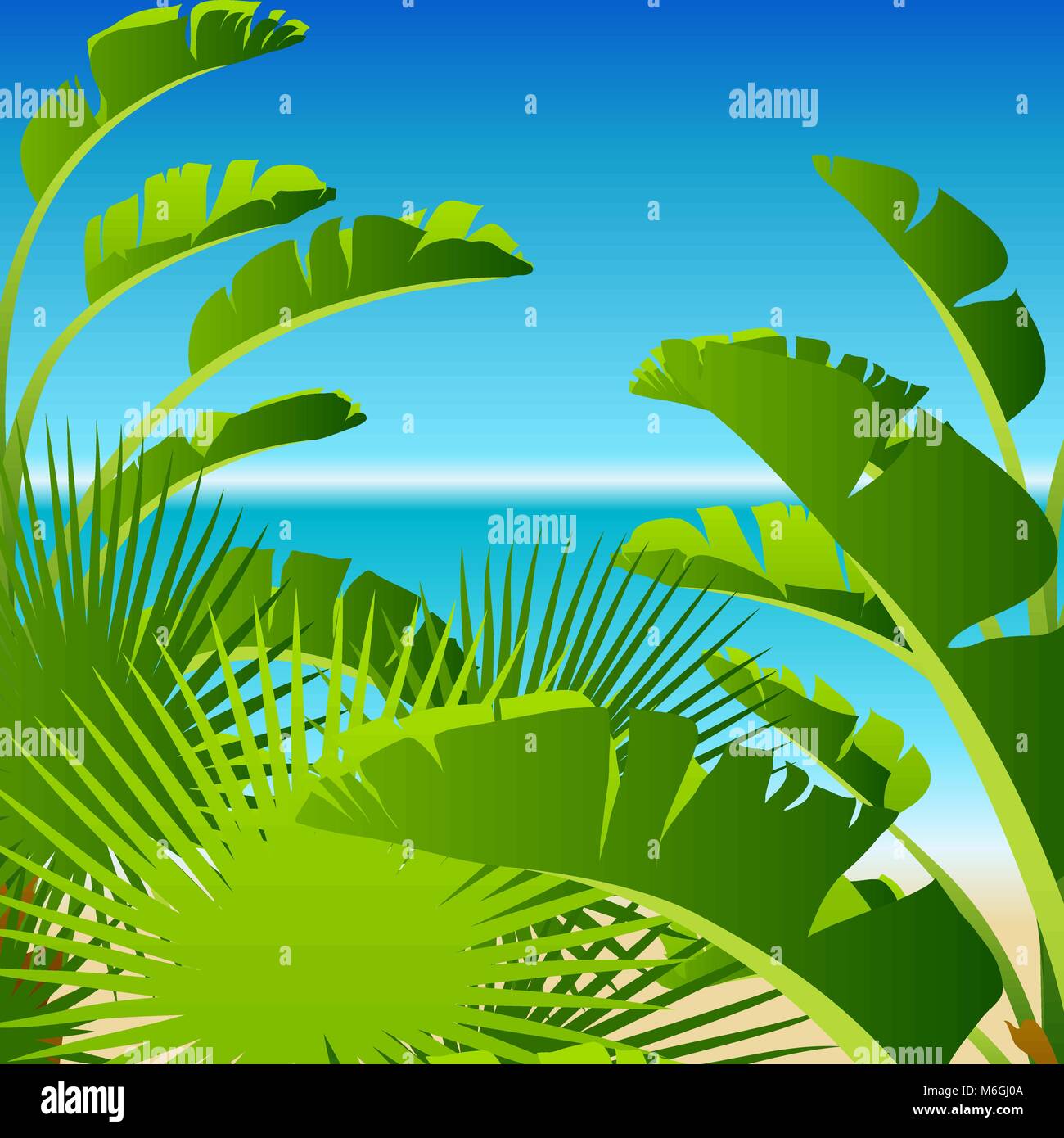 Tropical palm on sea background Stock Vector Image & Art - Alamy
